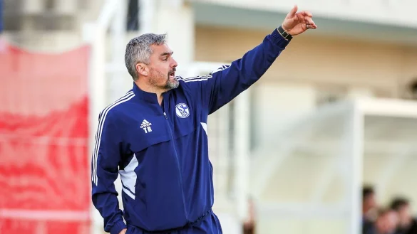 Schalkes Cheftrainer Thomas Reis hat vor dem Bundesliga-Restart mit Personalproblemen zu k&auml;mpfen. - &copy; Tim Rehbein/dpa