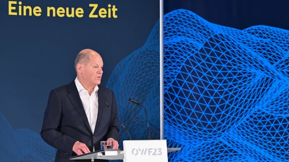 Kanzler Olaf Scholz: &laquo;Ostdeutschlands Wirtschaft erlebt einen Boom.&raquo; - &copy; Patrick Pleul/dpa