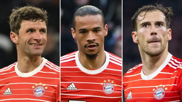 Machten Hass-Kommentare &ouml;ffentlich: Thomas M&uuml;ller (l-r), Leroy Sane und Leon Goretzka. - &copy; Sven Hoppe/dpa