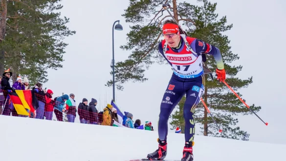 Biathlet Benedikt Doll lief auf den vierten Platz. - &copy; Terje Bendiksby/NTB/dpa