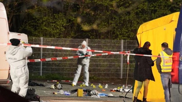Spurensicherung nach der Tat in Asperg am 8. April dieses Jahres. - &copy; Andreas Rosar/dpa