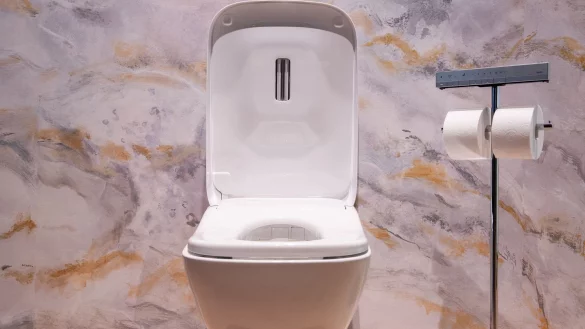 Ein Ort, an dem es sich verweilen l&auml;sst: Moderne Toiletten wollen mehr Komfort bieten, so auch dieser Prototyp Neorest WX von Toto. - &copy; Franziska Gabbert/dpa-tmn