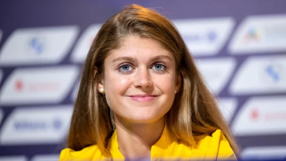 5000-Meter-Europameisterin Konstanze Klosterhalfen w&auml;hrend einer Pressekonferenz. - &copy; Sven Hoppe/dpa/Archivbild