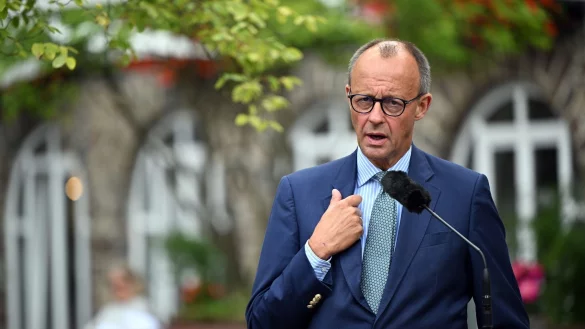 Unionsfraktionschef Friedrich Merz spricht in Schmallenberg. - &copy; Federico Gambarini/dpa