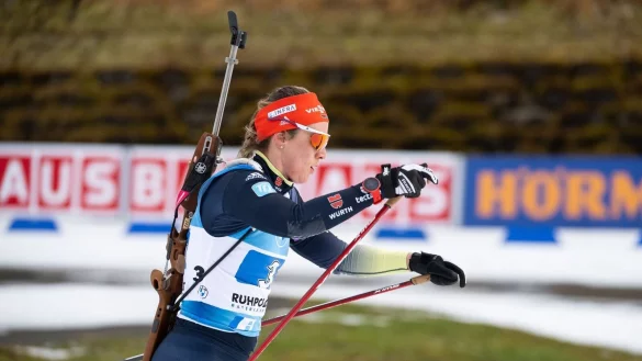 Auch mit Platz sechs noch auf einer guten Ausgangsposition f&uuml;r Samstag: Denise Herrmann-Wick. - &copy; Sven Hoppe/dpa