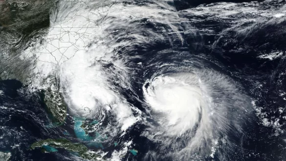 Die Hurrikane &laquo;Humberto&raquo; und &laquo;Imelda&raquo; wirbeln durch den Nordatlantik. - &copy; Uncredited/NASA Worldview/AP/dpa