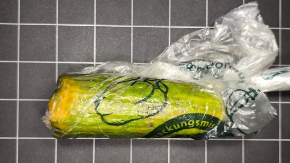 Der Vater der Frau nahm das Paket mit der Gurke an und bezahlte. - &copy; Polizei Sulzbach-Rosenberg/dpa