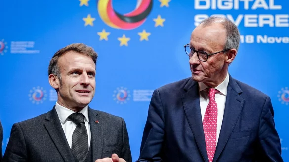 &laquo;Buy european&raquo;: Macron und Merz wollen sich daf&uuml;r einsetzen, dass in der Beschaffung von Technologie mehr auf europ&auml;ische Produkte gesetzt wird. - &copy; Kay Nietfeld/dpa