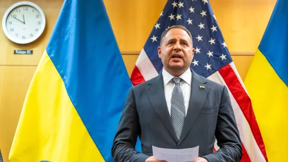 Das Büro von Selenskyjs Bürochef Andrij Jermak ist durchsucht worden. (Archivbild) - © Martial Trezzini/KEYSTONE/dpa