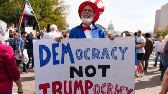 Seit Trumps zweiten Amtsantritt hat es in den USA deutlich mehr Demonstrationen als in seiner ersten Amtszeit gegeben. - © Jose Luis Magana/FR159526 AP/AP/dpa