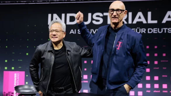 Nvidia und die Deutsche Telekom kooperieren bei einer KI-Fabrik in M&uuml;nchen. - &copy; Carsten Koall/dpa