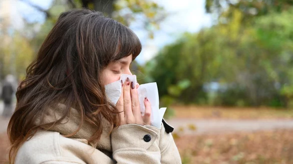 Wer niesen muss, sollte sich von anderen Personen abwenden und ein Taschentuch oder die Armbeuge vor Mund und Nase halten (Symbolbild). - &copy; Elisa Schu/dpa