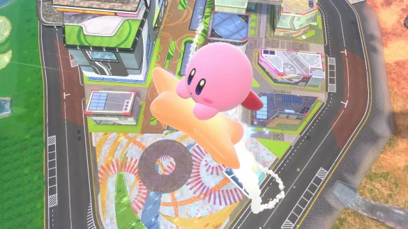 Dauer-Action am Boden und in luftiger Höhe: Bei «Kirby Air Riders» bleibt kaum Zeit, die Landschaft zu bewundern. - © Nintendo/dpa-tmn
