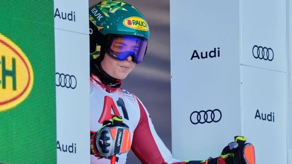 Dritter Saisonsieg: Lokalmatadorin Julia Scheib jubelte auch in Semmering. - &copy; Giovanni Auletta/AP/dpa