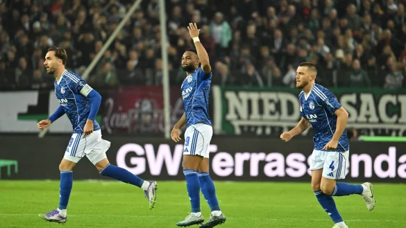 Beendete seine Torflaute: Schalkes Moussa Sylla (M). - &copy; Swen Pf&ouml;rtner/dpa