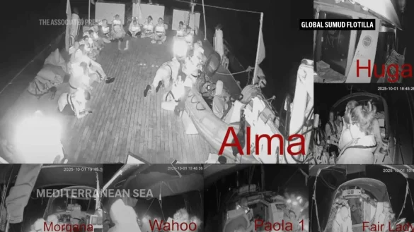 Israels Kriegsmarine hat die Gaza-Flottille gestoppt, bevor sie mit ihren Hilfsg&uuml;tern den umk&auml;mpften Gazastreifen erreichen konnte. - &copy; -/Global Sumud Flottilla/AP/dpa