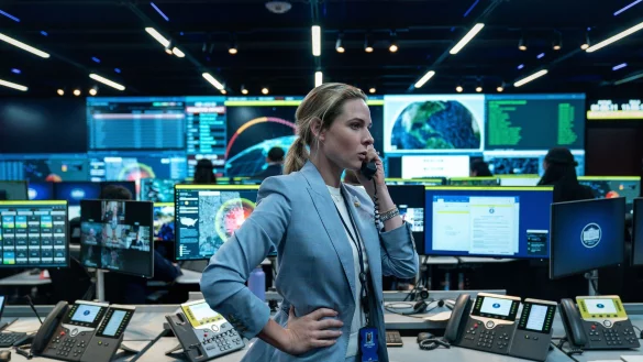 Rebecca Ferguson als Captain Olivia Walker in einer Szene des Films &laquo;A House of Dynamite&raquo;. (Handout) - &copy; Eros Hoagland/Netflix/dpa