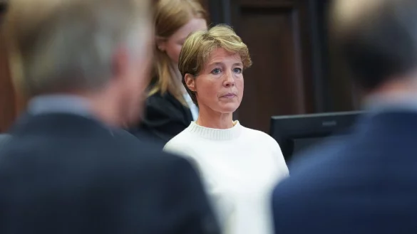 Christina Block reagiert mit Betroffenheit auf Audioaufnahmen von der Entf&uuml;hrung ihrer Kinder in der Silvesternacht 2023/24. - &copy; Marcus Brandt/Pool dpa/dpa