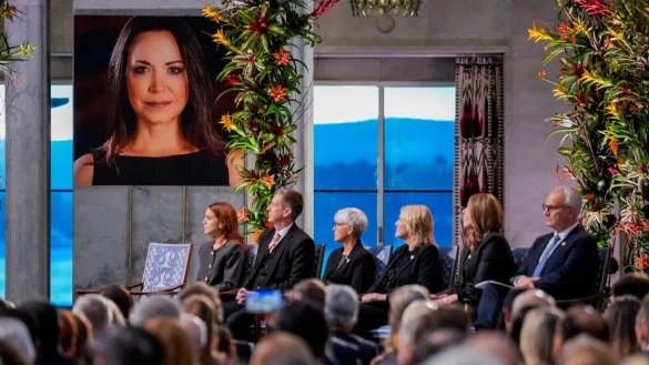 Machado selbst fehlte bei der Zeremonie, wurde jedoch zu einem sp&auml;teren Zeitpunkt in Oslo erwartet. - &copy; Ole Berg-Rusten/NTB Scanpix Pool/AP/dpa