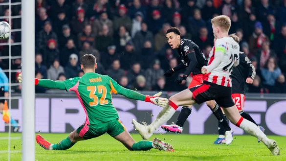 Jamal Musiala trifft f&uuml;r den FC Bayern. - &copy; Rolf Vennenbernd/dpa