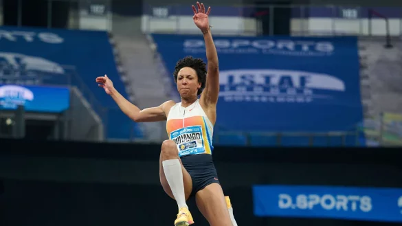 Malaika Mihambo belegte beim Istaf Indoor in D&uuml;sseldorf den dritten Rang. - &copy; Bernd Thissen/dpa