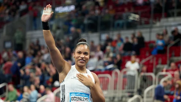 Kugelsto&szlig;erin Yemisi Ogunleye will die 21-Meter-Marke angreifen. - &copy; Bernd Thissen/dpa