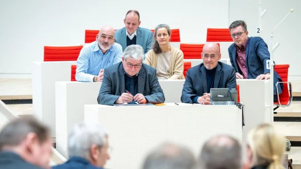 Die BSW-Landtagsfraktion hat nach dem Bruch der SPD/BSW-Koalition mit der AfD f&uuml;r eine Neuwahl gestimmt - der AfD-Antrag scheiterte aber. - &copy; Soeren Stache/dpa