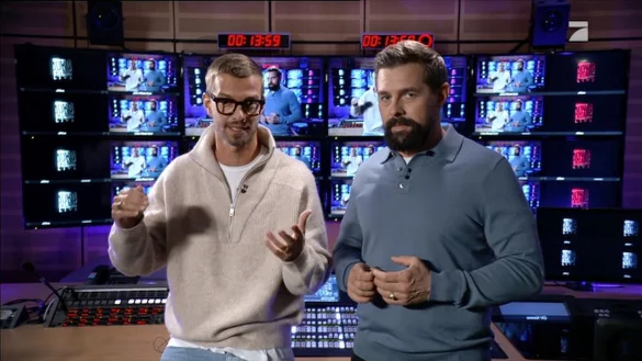 Haben ihre Sendezeit genutzt, um auf die Europawahl am 9. Juni aufmerksam zu machen: das Moderatoren-Duo Joko Winterscheidt (l) und Klaas Heufer-Umlauf. - &copy; ProSieben/ProSieben/dpa