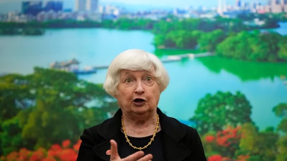 US-Finanzministerin Janet Yellen ist f&uuml;r Gespr&auml;che in China. - &copy; Andy Wong/Pool AP/AP