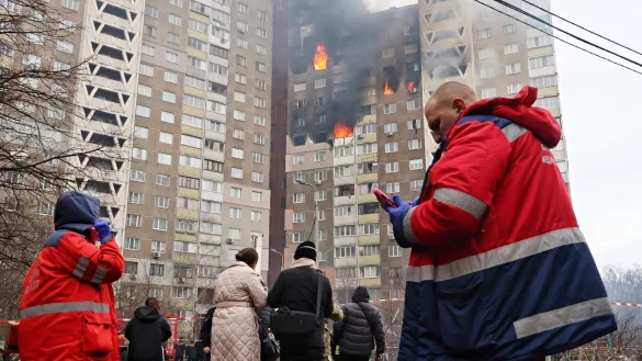 Nach Angaben der Beh&ouml;rden hat Russland Marschflugk&ouml;rper und ballistische Raketen sowie Drohnen vom Typ Shahed auf Ziele in der gesamten Ukraine, einschlie&szlig;lich der Hauptstadt Kiew, abgefeuert. - &copy; Aleksandr Gusev/SOPA Images via ZUMA Press Wire/dpa
