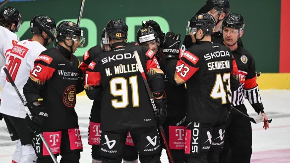 Das DEB-Team holte sich im Testspiel gegen &Ouml;sterreich den Sieg. - &copy; Angelika Warmuth/dpa