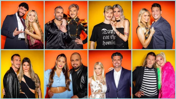 Diese Paare sind 2024 in der RTL-Show &laquo;Das Sommerhaus der Stars - Kampf der Promipaare&raquo;, Staffel 9 (V.o.l.). - &copy; Stefan Gregorowius/RTL/dpa/Handout