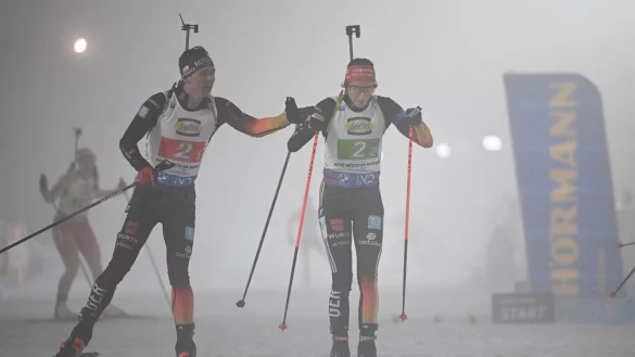 Justus Strelow und Vanessa Voigt verpassten in der Single-Mixed-Staffel das Podest. - &copy; Hendrik Schmidt/dpa