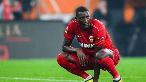 Stuttgarts Serhou Guirassy reagiert im Spiel. - &copy; Tom Weller/dpa