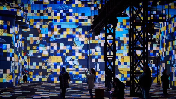 Die Lichtshow &laquo;Dali - Das endlose R&auml;tsel&raquo; ist im Anschluss an eine Pressekonferenz im Immersiven Kunstzentrum &laquo;Phoenix des Lumieres&raquo; zu sehen. - &copy; Bernd Thissen/dpa