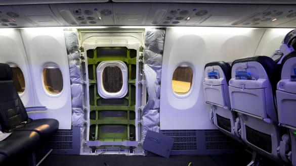 Die Alaska-Airlines-Maschine steht zur Inspektion auf dem Flughafen Seattle-Tacoma. Die FAA hat Boeing zehn Werktage Zeit gegeben, in den Ermittlungen die Situation zu erl&auml;utern. - &copy; Lindsey Wasson/AP