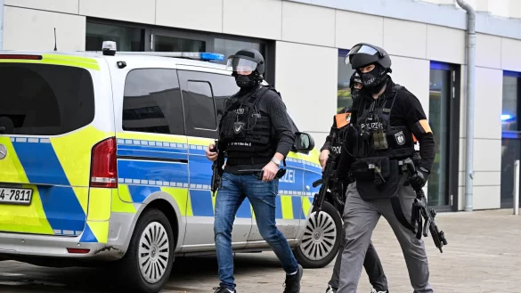 Polizei im Einsatz an dem Wuppertaler Gymnasium (Archivbild). - &copy; Roberto Pfeil/dpa