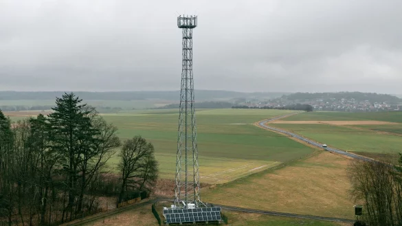 Der Sendemast von Telef&oacute;nica (O2) im mittelhessischen Vogelsbergkreis. - &copy; Quirin Leppert/O2 Telef&oacute;nica /dpa