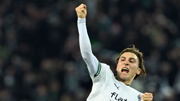 Gladbachs Rocco Reitz (l) bejubelt einen Treffer. - &copy; Federico Gambarini/dpa/Archivbild