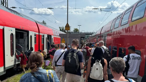 F&uuml;r die gestrandeten Bahnreisenden wurde stellenweise Schienenersatzverkehr eingerichtet. - &copy; Kathrin Deckart/dpa