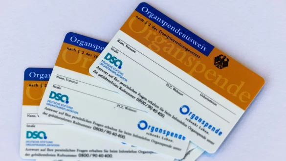 Organspendeausweise liegen auf einem Tisch. - © Rolf Vennenbernd/dpa/Symbolbild