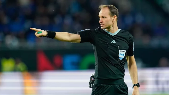 Schiedsrichter Bastian Dankert gestikuliert. - &copy; Uwe Anspach/dpa