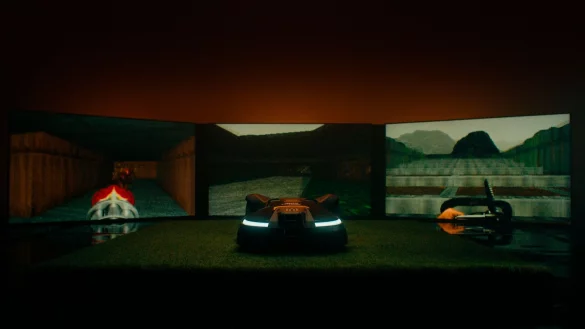 &laquo;Doom&raquo; im Gr&uuml;nen: Diesen Sommer kann man neben Grashalmen auch Monster mit dem Husqvarna-M&auml;hroboter metzeln. - &copy; husqvarna/husqvarna/dpa