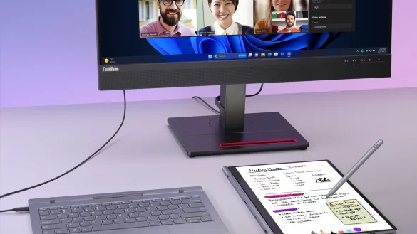 Lenovos Thinkbook Plus Gen 5 Hybrid l&auml;sst sich auseinander nehmen. Der Bildschirm ist dann ein Android-Tablet, die Notebook-Basis l&auml;sst sich mit externem Bildschirm weiter als PC nutzen. - &copy; Lenovo/dpa-tmn