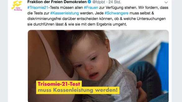 Inzwischen hat die FDP einen umstrittenen Tweet zum Trisomie21-Test gel&ouml;scht.&nbsp; - &copy; screenshot rnd@FDPBT auf Twitter