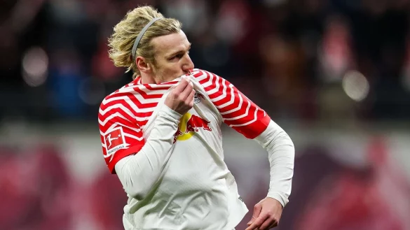 Leipzigs Emil Forsberg jubelt nach seinem Treffer zum 2:1 gegen Hoffenheim. Der Schwede wechselt zu Red Bull New York. - &copy; Jan Woitas/dpa