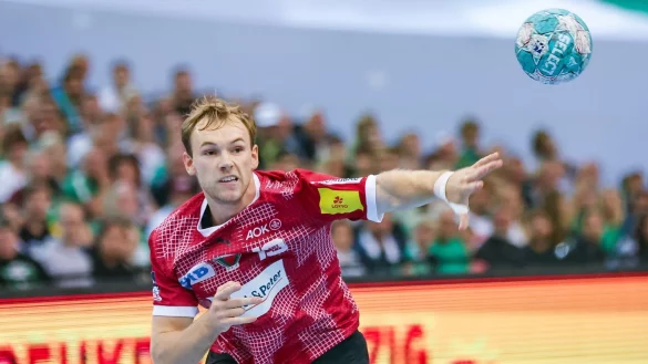 Mit elf Toren der &uuml;berragende Berliner beim Sieg gegen die L&ouml;wen: Mathias Gidsel. - &copy; Jan Woitas/dpa/Archiv