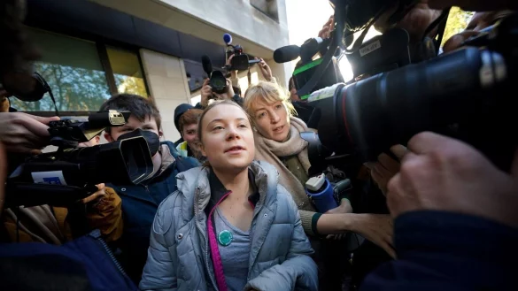 Die schwedische Klimaaktivistin Greta Thunberg trifft vor dem Westminster Magistrates\\\' Court ein. - &copy; Yui Mok/PA Wire/dpa