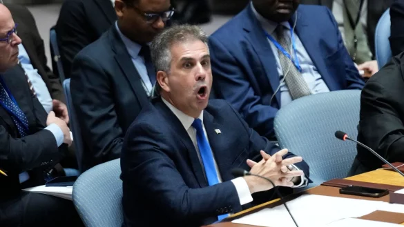 Eli Cohen, Au&szlig;enminister von Israel, spricht w&auml;hrend einer Sitzung des Weltsicherheitsrat im Hauptquartier der Vereinten Nationen. - &copy; Seth Wenig/AP/dpa