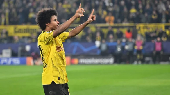 Kurz nach Beginn des zweiten Durchgangs sorgte Karim Adeyemi f&uuml;r das zwischenzeitliche 1:0 f&uuml;r Dortmund. - &copy; Bernd Thissen/dpa